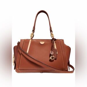 Coach Dreamer Tan Brown Leather Satchel with Gold Hardware